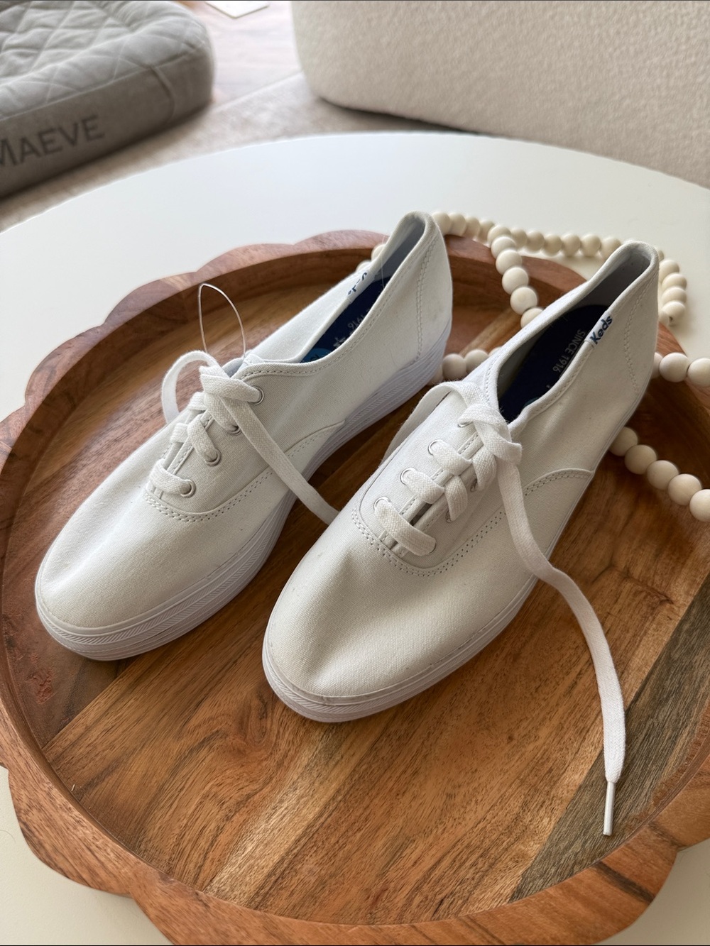 Keds White Canvas Lace-Up Sneakers - Timeless Casual Style